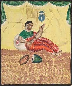 Kvinde spiller musik (rekto) af Unknown artist