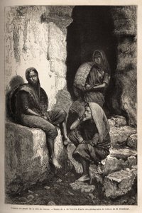 Kvinder af befolkningen på Concau-kysten (eller Konkan, Indiens nordlige kyst). Gravering til illustration af rejsen i Indiens meridionalprovinser, af Alfred Grandidier, i 1862-1864, udgivet i "" Le tour du monde""" 1869, redigeret af Edouard Charton, af Unknown artist