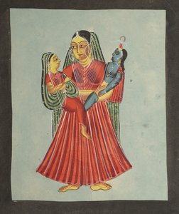 Yasoda holder Krishna og Radha af Unknown artist