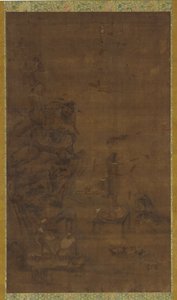 Zhong Kui tæmmer de fem pestilenser af Unknown artist