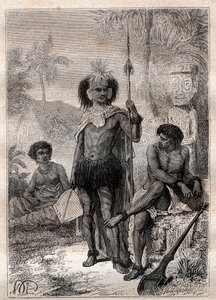 indfødte på Marquesas-øerne - Kaptajn James Cooks rejse af Unknown artist
