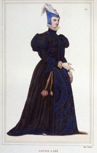 portræt af Louise Labbé eller Labé (ver1524-1566), fransk digter. stik fra 1830 af Unknown artist