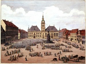 den offentlige plads i byen Mannheim (Tyskland). af Unknown artist