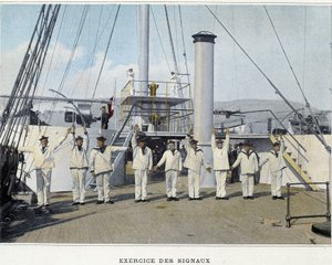 Exercise des Signals - i "" Militært album - Navy: Life on board" af Unknown photographer