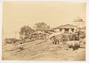 Ghat ved Allahabad Fort, Indien, ca. 1858-61 (foto) af Unknown photographer