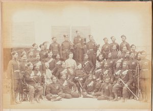 Gurkha underofficerer og riffelmand fra 4. Gorkha (riffel) regiment af Unknown photographer
