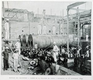 Installation af dampkedler af Haiphong-bomuld, der spindes den 25/9/1899 - i "" Le Tonkin en 1900" af Robert Dubois. af Unknown photographer
