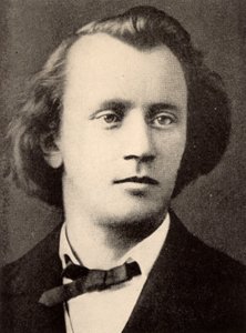 Johannes Brahms (1833-1897), tysk komponist, halvtone i 1866 (tryk) af Unknown photographer