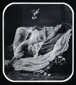 Nøgen kvinde forlænget omkring 1850 Anonym fotografering af Unknown photographer