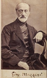 Portræt af Giuseppe Mazzini, med autograf (s/h foto) af Unknown photographer