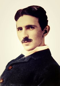 Portræt af Nikola Tesla (1856-1943) (Nikolaj) - Kroatisk-født serbisk ingeniør, fysiker og opfinder af Unknown photographer