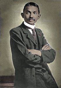 Portræt af den politiske leder Mohandas Karamchand Gandhi (1869-1948) kendt som Mahatma, indisk politisk og åndelig leder af Unknown photographer