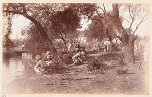 Beslaglæggelsen af Alipur-kanalbroen af Guides Cavalry, Delhi Camp of Exercise, 1885 af Unknown