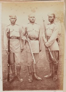 Tre soldater fra 4. Gurkha (riffel) regiment af Unknown photographer