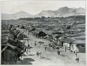 Udsigt over hovedgaden i Seoul, hovedstaden i Korea i det 19. århundrede af Unknown photographer