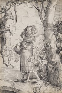 Kvinde nær hængt mand af Urs (1485-1528) Graf