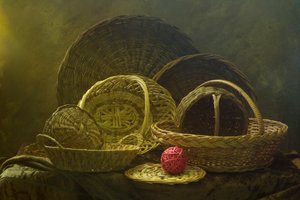 Stilleben med rustikke flettede kurve af UstinaGreen