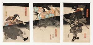 Triptykon med kirsebærånd af Utagawa (1786-1865) Kunisada