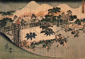The Soga Brothers killing Ten Enemies, ca. 1830 (træblok i farver) af Utagawa Kunisada