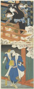 (Nakamura Utaemon II som Ishikawa Goemon, Mimasu Daigoro_ IV som Mashiba Hisayoshi) af Utagawa Hirosada