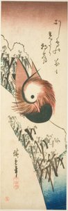 En mandarinand på en snedækket bred af Utagawa Hiroshige
