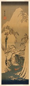 En sneklædt slugt ved Fuji-floden af Utagawa Hiroshige