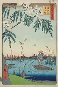 Ayase River og Kanegafuchi (Ayasegawa Kanegafuchi), nr. 63 fra serien "One Hundred Famous Views of Edo (Meisho Edo hyakkei)" af Utagawa Hiroshige