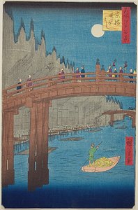 Bambusgårde og Kyo-broen (Kyobashi Takegashi), nr. 76 fra serien "Hundrede berømte udsigter over Edo (Meisho Edo hyakkei)" af Utagawa Hiroshige