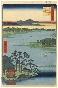 Benten Shrine, Inokashira Pond, No.87 from One Hundred Famous Views of Edo, 1856 (træbloktryk) af Utagawa Hiroshige