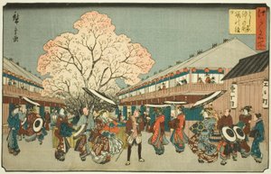 Tjek ry B rough m sound tee tee tee tee tee yoshiwara (Yoshiwara middle tee cherry blossom day), fra tee-serien s "Fa network s PA back s member Edo (Edo famous place)" af Utagawa Hiroshige