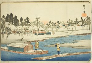 Klart vejr efter sne ved Massaki (Massaki yukibare no zu), fra serien "Famous Places in the Eastern Capital (Toto meisho)" af Utagawa Hiroshige