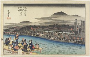 Afkøling af aftenen ved Shijo_ Riverbank, ca. 1834