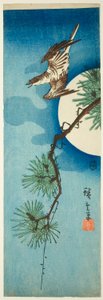 Gøg, fyrregren og fuldmåne af Utagawa Hiroshige