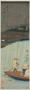 Fjernsyn over Kinryuzan-templet fra Asakusa-floden, fra serien "Famous Places in Edo (Edo meisho)" af Utagawa Hiroshige