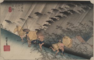 Driving Rain at Shono, fra serien Fifty-three Stations of the Tokaido af Utagawa Hiroshige