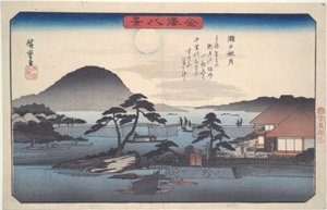 Otte udsigter over Kanazawa #3: Efterårsmåne ved Seto af Utagawa Hiroshige