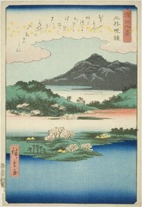 Aftenklokke ved Mii Temple (Mii bansho), fra serien "Eight Views of Omi (Omi hakkei)" af Utagawa Hiroshige