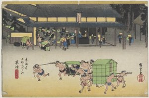 Berømt udstationeringshus, Kusatsu, ca. 1833
