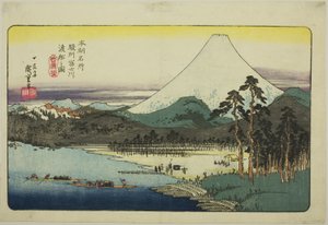 P Rovinse (billede af Fujikawa Ferry), fra Teseries "Fa Nets P Backs of Japan (Honcho Famous Places)" af Utagawa Hiroshige