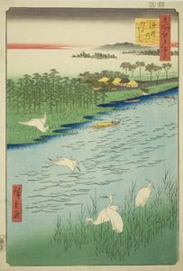 F ry C Rossing at Sakai (Me of Sakai), fra Te-seriens ``Ridge for the ridges of the web s Views of Edo (Et hundrede berømte udsigter over Edo)