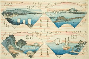Fire visninger fra serien Eight Views of Omi (Omi Hakkei) af Utagawa Hiroshige