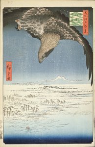 Fukagawa Susaki og Jumantsubo, nr. 107 fra One Hundred berømte udsigt over Edo, 1857 (træblok farvetryk)