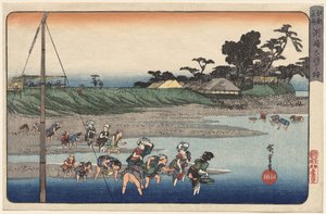 Samler skaldyr ved lavvande ved Susaki, fra serien Famous Places in Edo af Utagawa Hiroshige