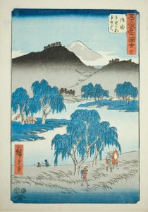 Goyu: Motono Plain og Motosaka Pass (Goyu, Motonogahara Motozaka goe), nr. 36 fra serien "Famous Sights of the Fifty-tre Stations (Gojusan tsugi meisho zue)," også kendt som den lodrette Tokaido af Utagawa Hiroshige