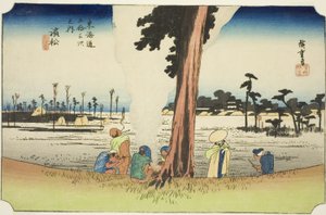 Hamamatsu: Vinterscene (Hamamatsu, fuyugare no zu), fra serien "Fifty-three Stations of the Tokaido (Tokaido gojusan tsugi no uchi)," også kendt som Hoeido Tokaido af Utagawa Hiroshige