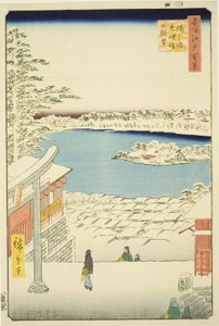 Træk l og p visning fra Yushima Tenjin Shline (Yushima Tenjin Sakaue Tembo), fra serien ``Ridge dre d fa net s views of Edo (One hundred famous views of Edo)