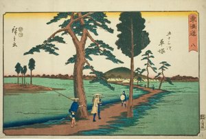 Hiratsuka-af. 8, fra seriens "fifty-three S tachi sound s of the urban degree (urban degree main mountain next)" af Utagawa Hiroshige