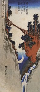 Hiroshige, En bro over en dyb kløft af Utagawa Hiroshige