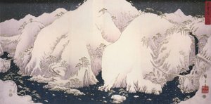Hiroshige, En flod blandt sneklædte bjerge af Utagawa Hiroshige