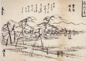 Hiroshige, Udsigt til en vej ved siden af en sø af Utagawa Hiroshige